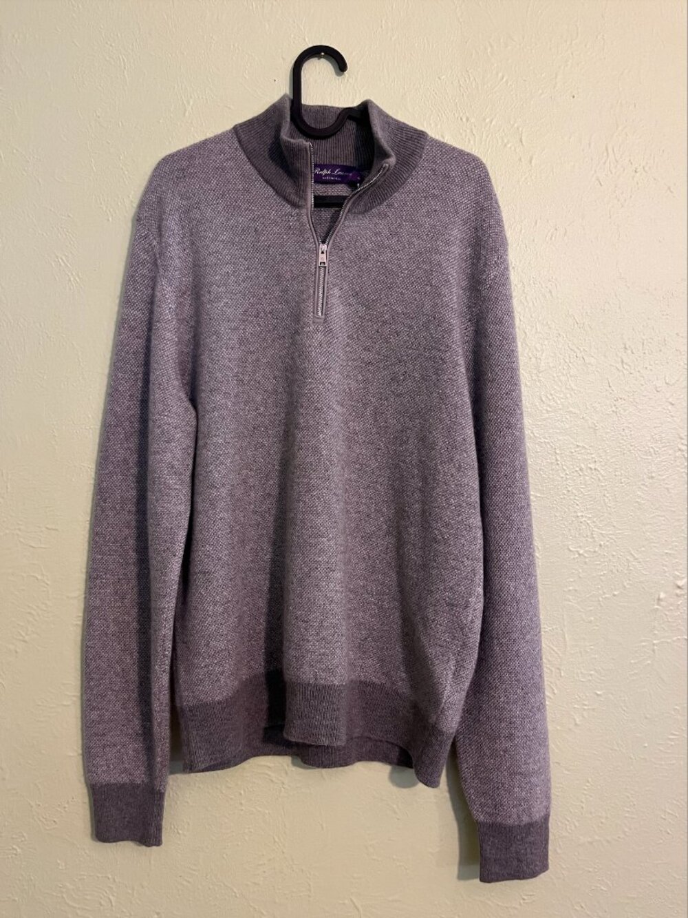 $1,495 Ralph Lauren Purple Label Birdseye Cashmere Quarter-Zip Sweater Size M